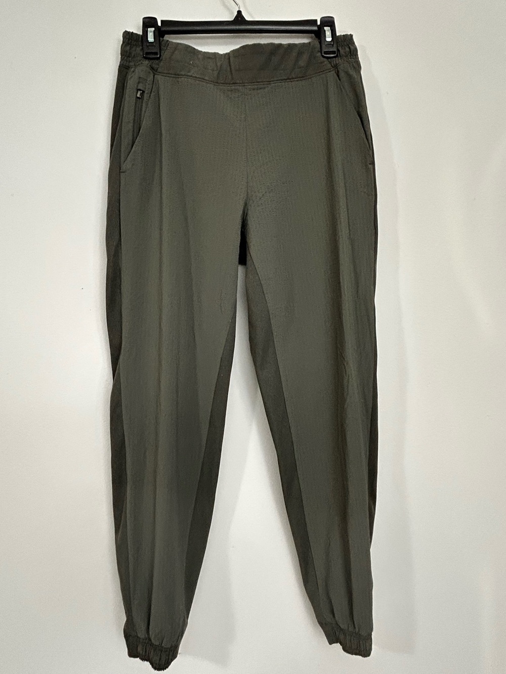 Athleta Olive Green Textured Brooklyn Jogger Elastic-Waist & Ankle Pants Size 6